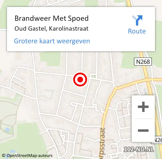 Locatie op kaart van de 112 melding: Brandweer Met Spoed Naar Oud Gastel, Karolinastraat op 30 mei 2022 10:06