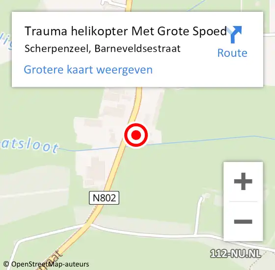 Locatie op kaart van de 112 melding: Trauma helikopter Met Grote Spoed Naar Scherpenzeel, Barneveldsestraat op 30 mei 2022 10:08