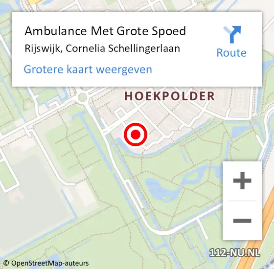 Locatie op kaart van de 112 melding: Ambulance Met Grote Spoed Naar Rijswijk, Cornelia Schellingerlaan op 30 mei 2022 10:18