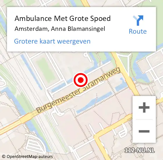 Locatie op kaart van de 112 melding: Ambulance Met Grote Spoed Naar Amsterdam-Zuidoost, Anna Blamansingel op 30 mei 2022 10:27