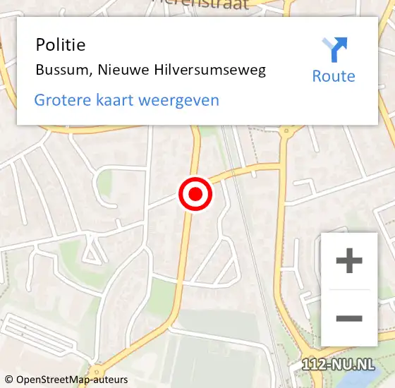 Locatie op kaart van de 112 melding: Politie Bussum, Nieuwe Hilversumseweg op 30 mei 2022 10:28