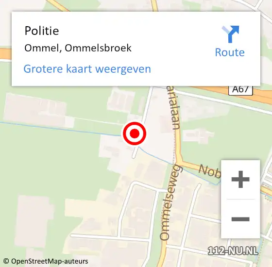 Locatie op kaart van de 112 melding: Politie Ommel, Ommelsbroek op 30 mei 2022 10:50