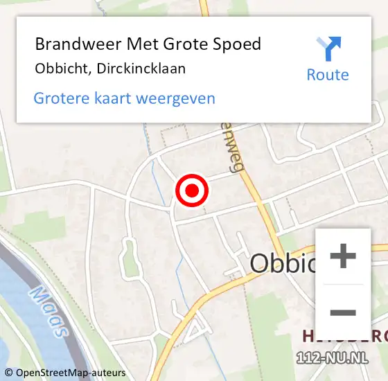 Locatie op kaart van de 112 melding: Brandweer Met Grote Spoed Naar Obbicht, Dirckincklaan op 30 mei 2022 11:11