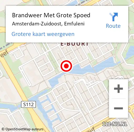 Locatie op kaart van de 112 melding: Brandweer Met Grote Spoed Naar Amsterdam-Zuidoost, Emfuleni op 30 mei 2022 11:31