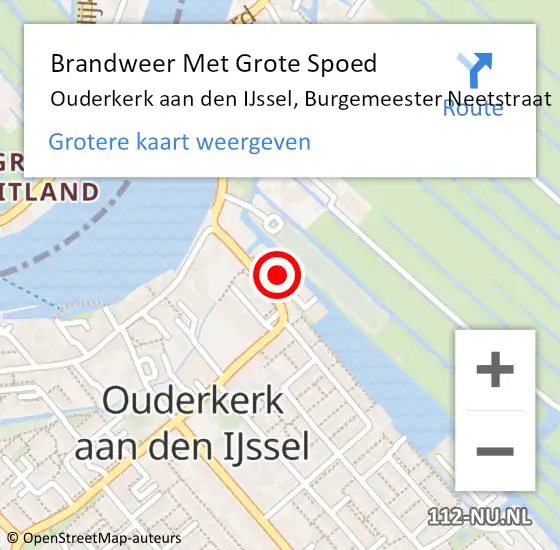 Locatie op kaart van de 112 melding: Brandweer Met Grote Spoed Naar Ouderkerk aan den IJssel, Burgemeester Neetstraat op 30 mei 2022 11:33