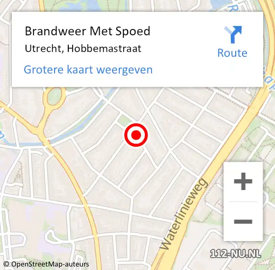 Locatie op kaart van de 112 melding: Brandweer Met Spoed Naar Utrecht, Hobbemastraat op 30 mei 2022 11:40