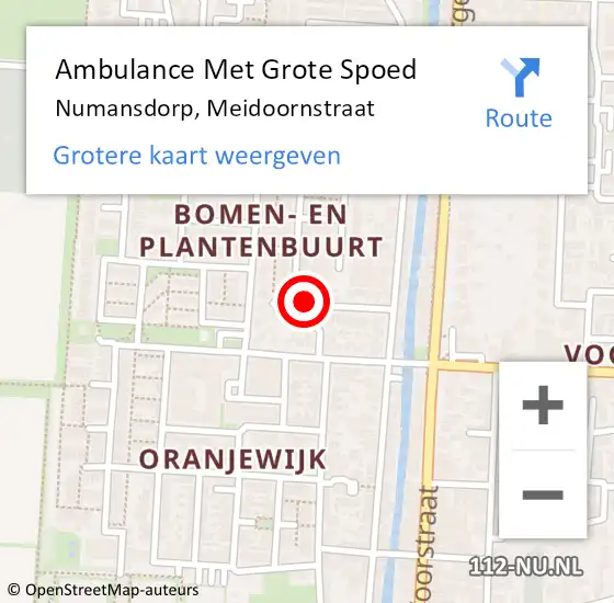 Locatie op kaart van de 112 melding: Ambulance Met Grote Spoed Naar Numansdorp, Meidoornstraat op 30 mei 2022 12:28