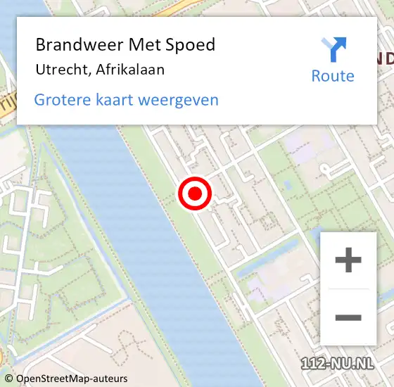 Locatie op kaart van de 112 melding: Brandweer Met Spoed Naar Utrecht, Afrikalaan op 30 mei 2022 12:40