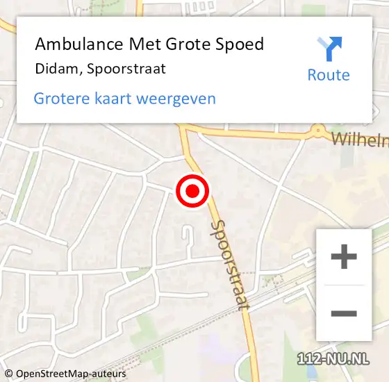 Locatie op kaart van de 112 melding: Ambulance Met Grote Spoed Naar Didam, Spoorstraat op 30 mei 2022 12:43