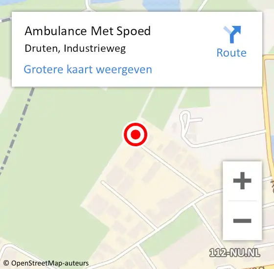 Locatie op kaart van de 112 melding: Ambulance Met Spoed Naar Druten, Industrieweg op 30 mei 2022 12:44
