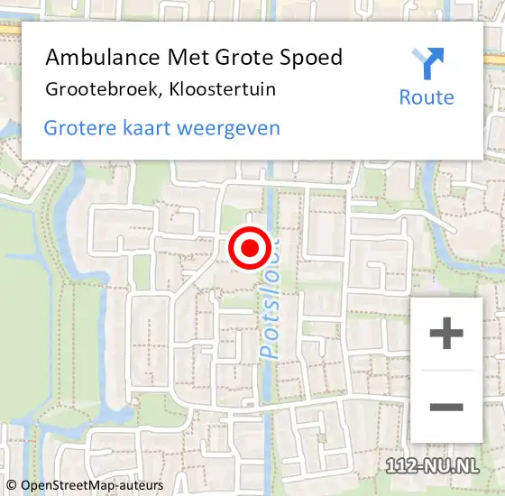 Locatie op kaart van de 112 melding: Ambulance Met Grote Spoed Naar Grootebroek, Kloostertuin op 30 mei 2022 12:49