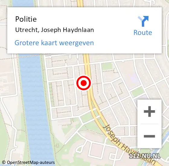 Locatie op kaart van de 112 melding: Politie Utrecht, Joseph Haydnlaan op 30 mei 2022 13:09
