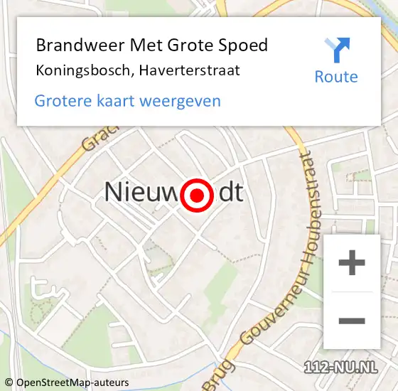 Locatie op kaart van de 112 melding: Brandweer Met Grote Spoed Naar Koningsbosch, Haverterstraat op 30 mei 2022 13:27