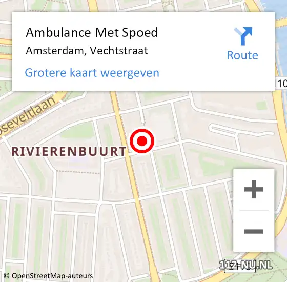 Locatie op kaart van de 112 melding: Ambulance Met Spoed Naar Amsterdam, Vechtstraat op 30 mei 2022 13:38