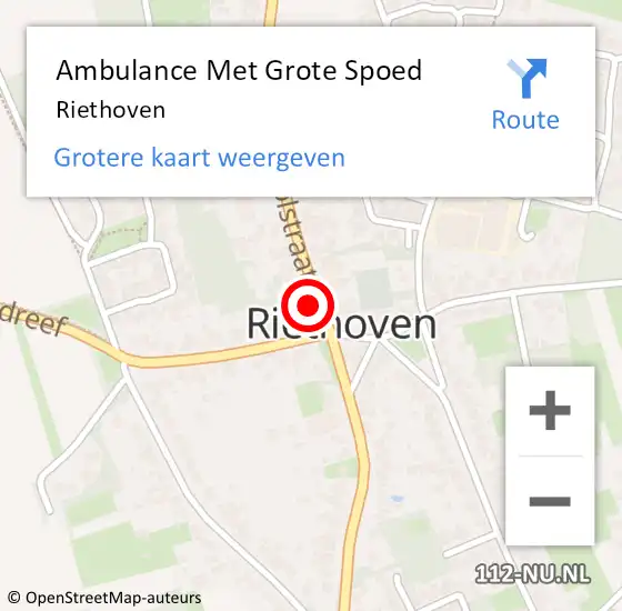 Locatie op kaart van de 112 melding: Ambulance Met Grote Spoed Naar Riethoven op 30 mei 2022 13:43