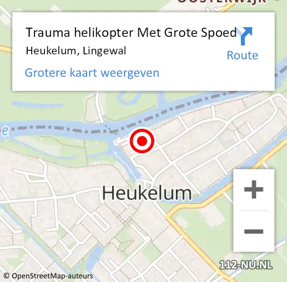 Locatie op kaart van de 112 melding: Trauma helikopter Met Grote Spoed Naar Heukelum, Lingewal op 30 mei 2022 13:52