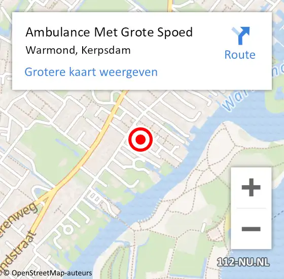 Locatie op kaart van de 112 melding: Ambulance Met Grote Spoed Naar Warmond, Kerpsdam op 30 mei 2022 14:03