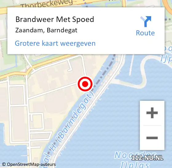 Locatie op kaart van de 112 melding: Brandweer Met Spoed Naar Zaandam, Barndegat op 30 mei 2022 14:12