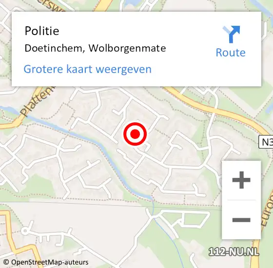 Locatie op kaart van de 112 melding: Politie Doetinchem, Wolborgenmate op 30 mei 2022 14:15