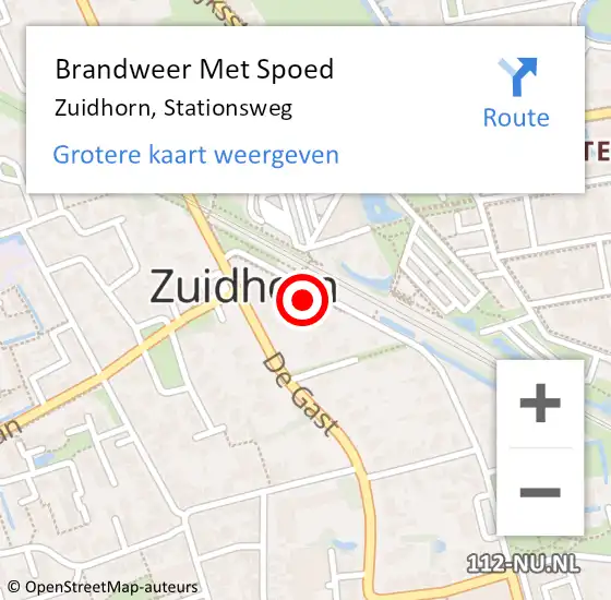 Locatie op kaart van de 112 melding: Brandweer Met Spoed Naar Zuidhorn, Stationsweg op 30 mei 2022 14:17