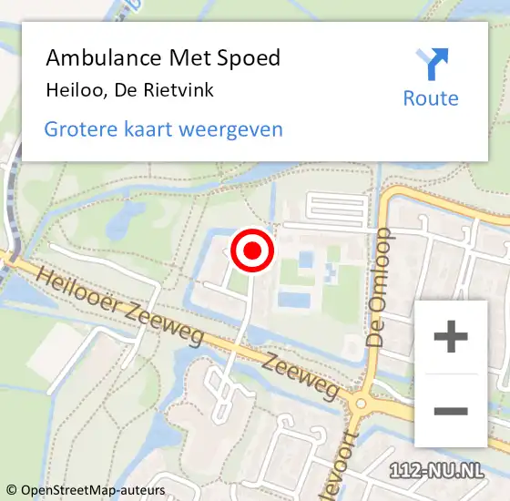 Locatie op kaart van de 112 melding: Ambulance Met Spoed Naar Heiloo, De Rietvink op 30 mei 2022 14:30