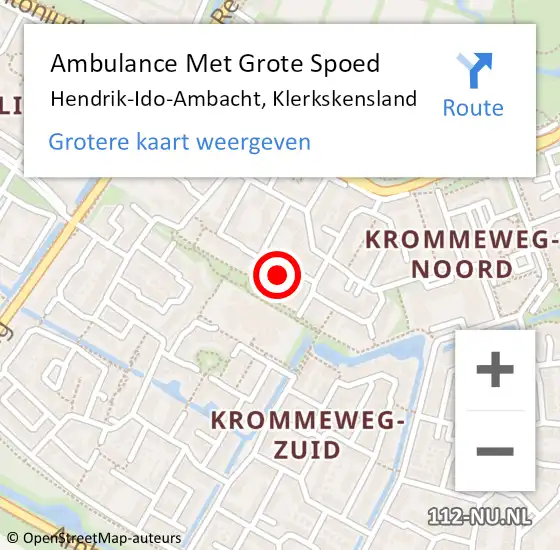 Locatie op kaart van de 112 melding: Ambulance Met Grote Spoed Naar Hendrik-Ido-Ambacht, Klerkskensland op 30 mei 2022 14:33