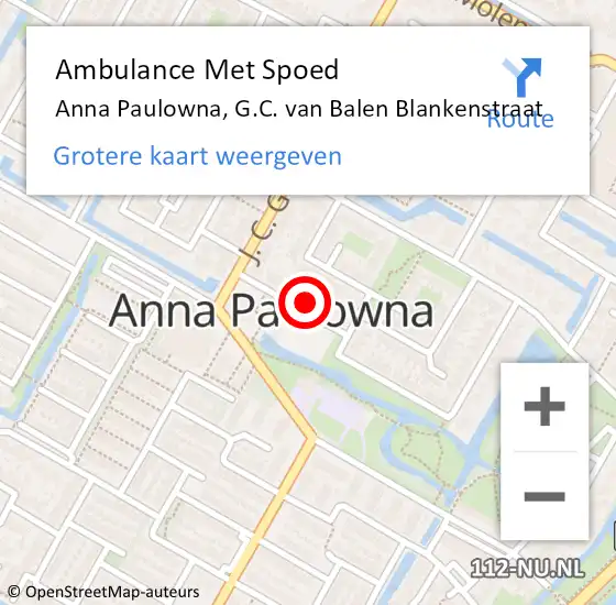 Locatie op kaart van de 112 melding: Ambulance Met Spoed Naar Anna Paulowna, G.C. van Balen Blankenstraat op 30 mei 2022 14:39