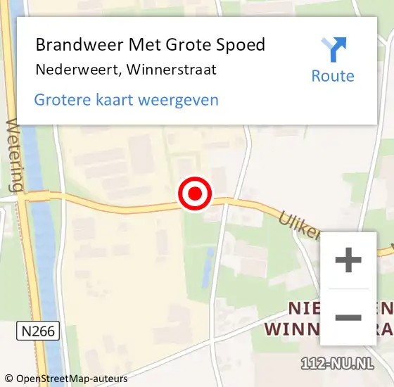 Locatie op kaart van de 112 melding: Brandweer Met Grote Spoed Naar Nederweert, Winnerstraat op 30 mei 2022 14:40