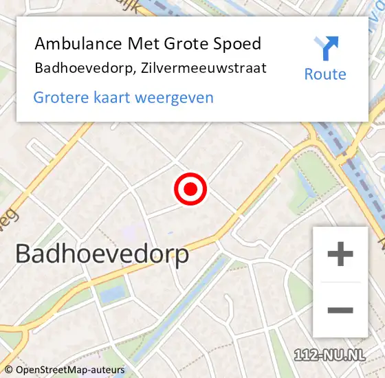 Locatie op kaart van de 112 melding: Ambulance Met Grote Spoed Naar Badhoevedorp, Zilvermeeuwstraat op 30 mei 2022 14:50