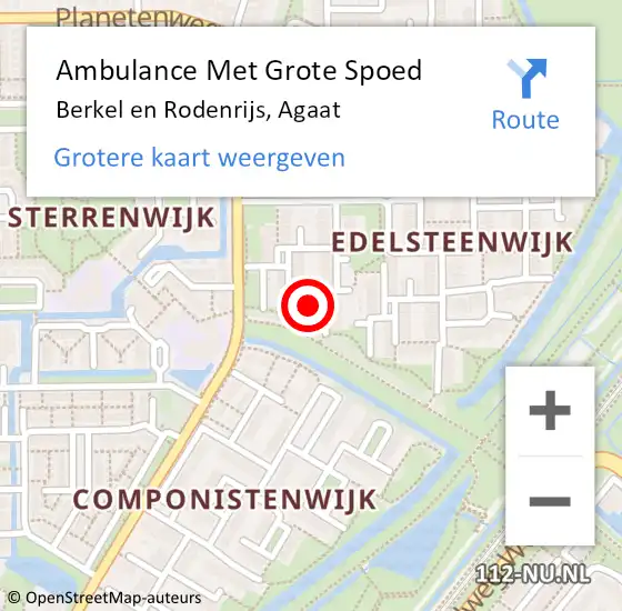 Locatie op kaart van de 112 melding: Ambulance Met Grote Spoed Naar Berkel en Rodenrijs, Agaat op 30 mei 2022 15:00