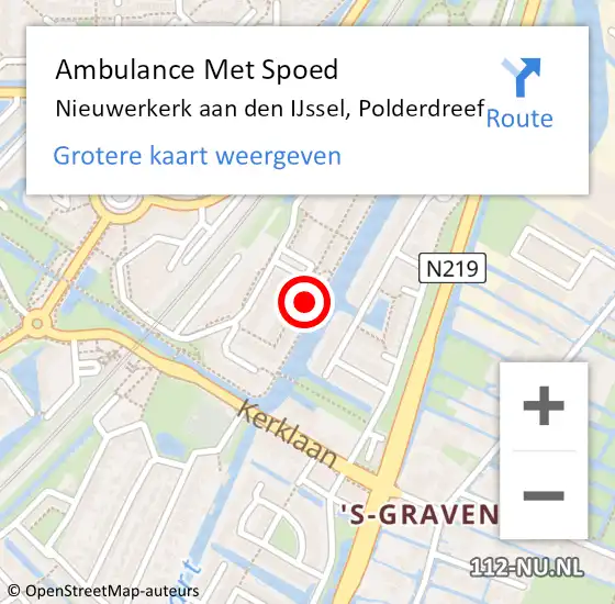 Locatie op kaart van de 112 melding: Ambulance Met Spoed Naar Nieuwerkerk aan den IJssel, Polderdreef op 30 mei 2022 15:01