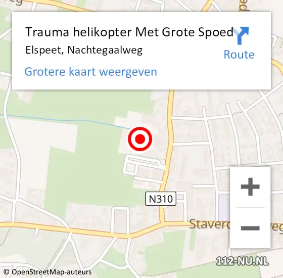 Locatie op kaart van de 112 melding: Trauma helikopter Met Grote Spoed Naar Elspeet, Nachtegaalweg op 30 mei 2022 15:14