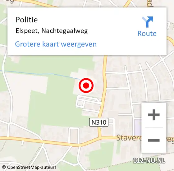 Locatie op kaart van de 112 melding: Politie Elspeet, Nachtegaalweg op 30 mei 2022 15:15