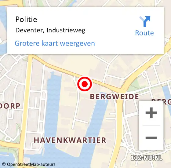 Locatie op kaart van de 112 melding: Politie Deventer, Industrieweg op 30 mei 2022 15:16