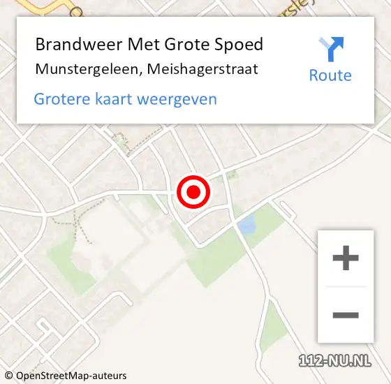 Locatie op kaart van de 112 melding: Brandweer Met Grote Spoed Naar Munstergeleen, Meishagerstraat op 30 mei 2022 15:31