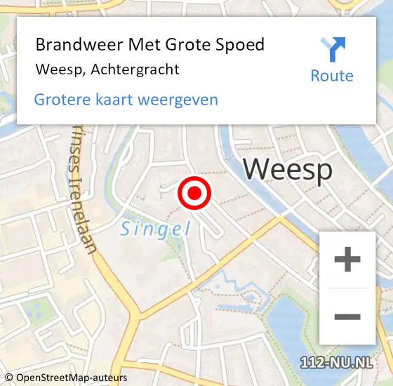 Locatie op kaart van de 112 melding: Brandweer Met Grote Spoed Naar Weesp, Achtergracht op 30 mei 2022 15:44