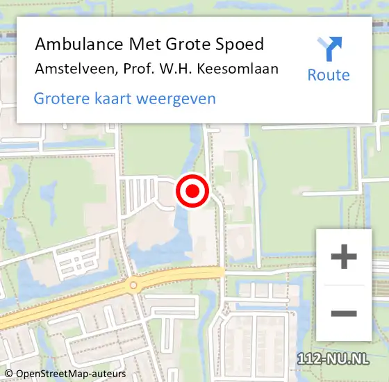 Locatie op kaart van de 112 melding: Ambulance Met Grote Spoed Naar Amstelveen, Prof. W.H. Keesomlaan op 30 mei 2022 15:53