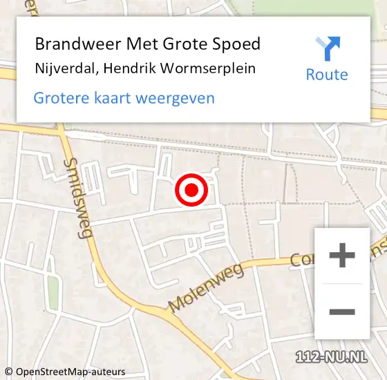 Locatie op kaart van de 112 melding: Brandweer Met Grote Spoed Naar Nijverdal, Hendrik Wormserplein op 30 mei 2022 16:10