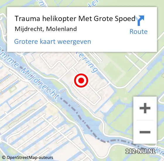 Locatie op kaart van de 112 melding: Trauma helikopter Met Grote Spoed Naar Mijdrecht, Molenland op 30 mei 2022 16:17