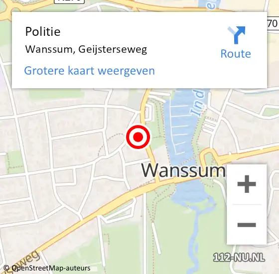 Locatie op kaart van de 112 melding: Politie Wanssum, Geijsterseweg op 30 mei 2022 16:20