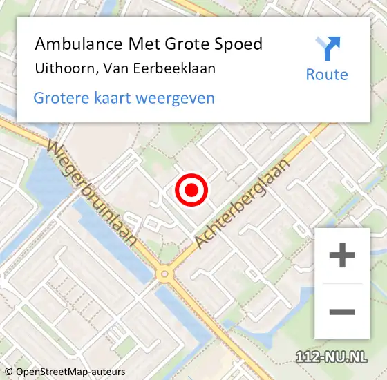 Locatie op kaart van de 112 melding: Ambulance Met Grote Spoed Naar Uithoorn, Van Eerbeeklaan op 30 mei 2022 16:30