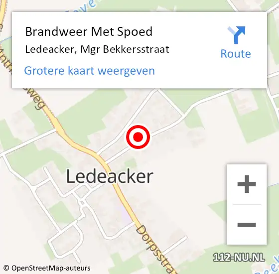 Locatie op kaart van de 112 melding: Brandweer Met Spoed Naar Ledeacker, Mgr Bekkersstraat op 30 mei 2022 16:31