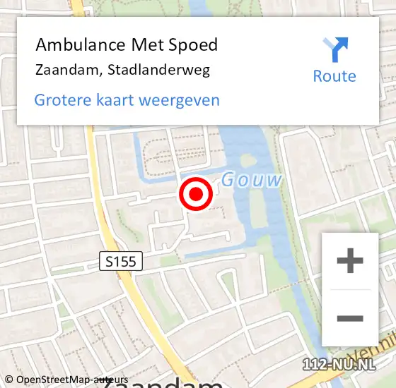 Locatie op kaart van de 112 melding: Ambulance Met Spoed Naar Zaandam, Stadlanderweg op 30 mei 2022 16:32