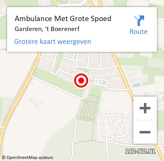 Locatie op kaart van de 112 melding: Ambulance Met Grote Spoed Naar Garderen, 't Boerenerf op 30 mei 2022 16:45