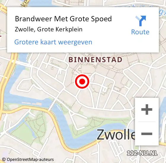 Locatie op kaart van de 112 melding: Brandweer Met Grote Spoed Naar Zwolle, Grote Kerkplein op 30 mei 2022 16:54