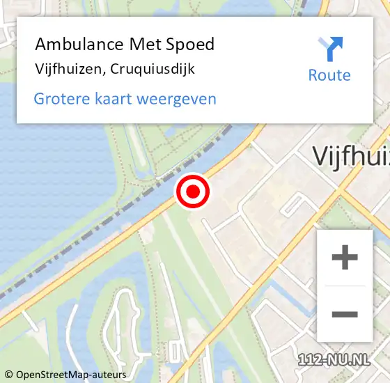 Locatie op kaart van de 112 melding: Ambulance Met Spoed Naar Vijfhuizen, Cruquiusdijk op 30 mei 2022 16:55