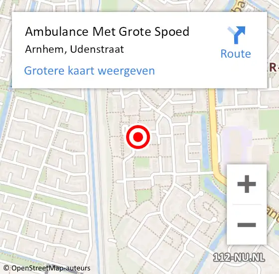 Locatie op kaart van de 112 melding: Ambulance Met Grote Spoed Naar Arnhem, Udenstraat op 30 mei 2022 17:08