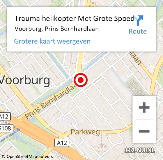 Locatie op kaart van de 112 melding: Trauma helikopter Met Grote Spoed Naar Voorburg, Prins Bernhardlaan op 30 mei 2022 17:21