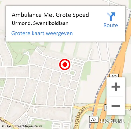 Locatie op kaart van de 112 melding: Ambulance Met Grote Spoed Naar Urmond, Swentiboldlaan op 18 juli 2014 18:48