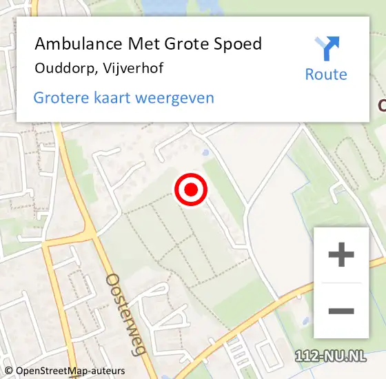 Locatie op kaart van de 112 melding: Ambulance Met Grote Spoed Naar Ouddorp, Vijverhof op 30 mei 2022 17:50